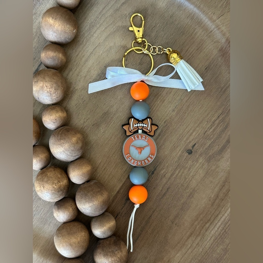 College Game Day TEXAS LONGHORNS Silicone Bag Charm Tote Purse Orange Gray